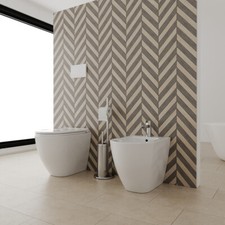 Coppia di sanitari A TERRA filomuro rimless Bidet Vaso WC Coprivaso Francesco