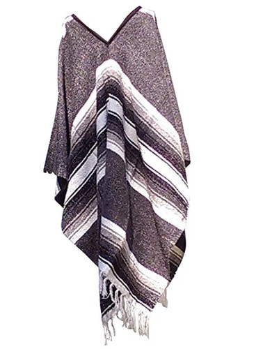 Poncho western blu marrone - western,