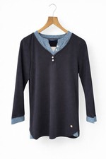 Maglia donna blu navy look a