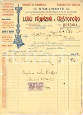 1916 BRESCIA Luigi FRANZINI e Cristoforo - Arredi sacri in metallo *Fattura