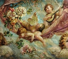 Antico Dipinto Olio su Tela -