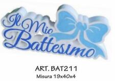 x Decorazione Scritta In Polistirolo Il Mio Battesimo 40x19x4cm bal