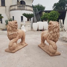 N°2 STATUE LEONI CON SFERA
