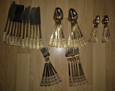 Posate placcate oro 23/24 carati placcate oro duro Solingen 44 pezzi