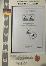 FRANCOBOLLO GERMANIA 1999 50 ANNI SOS ASILO su CARTOLINA CERTIFICATO FIRMATA