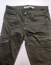 Pantaloni Donna ZARA Cotone Elasticizzato Verde Militare. Taglia 38 Skinny