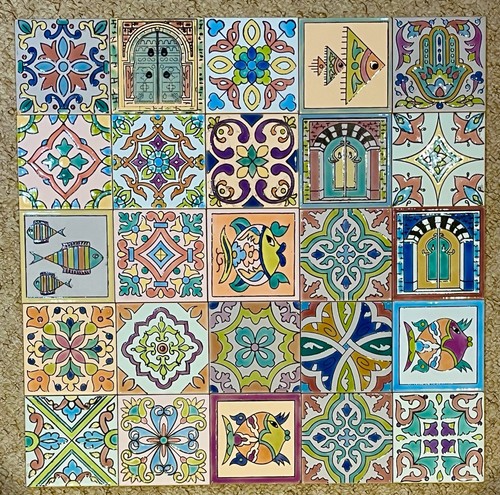 Lotto piastrelle dipinte - 25,