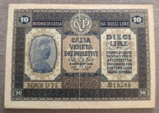 10 LIRE CASSA VENETA DEI PRESTITI 02/01/1918 BB