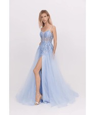 Abito da cerimonia, azzurro - Corpetto lavorato