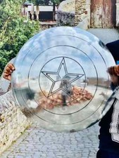 Argento Capitan America Scudo-Metallo Replica Prop-Arma Full Size per Cosplay