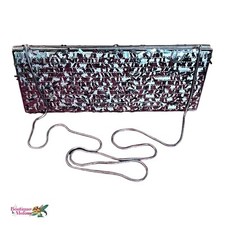 Borsa da sera BCBGMaxazria paillettes paillettes pochette peltro catena tracolla NUOVA