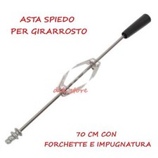 ASTA SPIEDO 70 CM FERMACARNE IMPUGNATURA UNIVERSALE GIRARROSTO BARBECUE BBQ