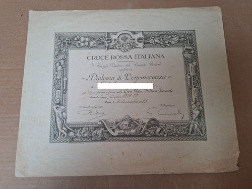 Diploma croce rossa - rossa, italiana