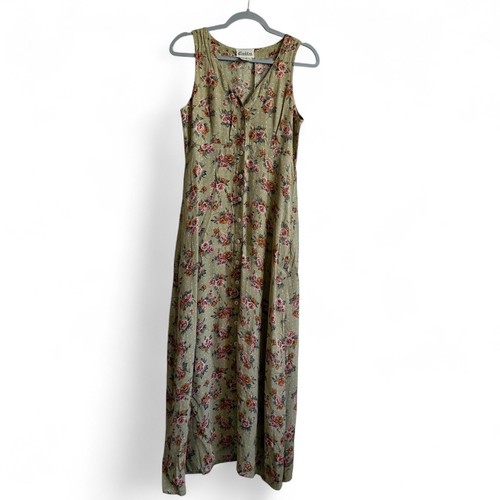 Maxi abito verde - , floreale