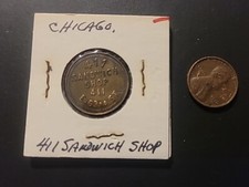 Chicago Illinois Trade Token 411 Sandwich Shop 10 centesimi in commercio
