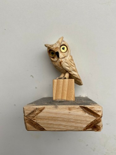 Wooden craft owl lucky charm - wooden,