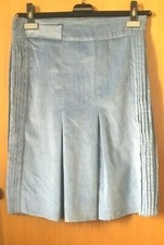 FAVOLOSA GONNA DONDUP VELLUTO LISCIO AZZURRO MOD. LARGO CON PIEGONI Tg 40