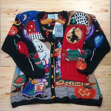 Maglione cardigan lavorato a mano Signature by Northern Isles Halloween autunno nuovo cartellino