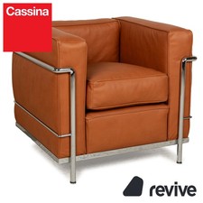 Cassina Le Corbusier LC 2 poltrona vegana in pelle marrone cognac rivestimento nuovo cromo