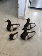 Lotto Papere Madreperla Legno Antico Ottone Porta Oggetti Anatre