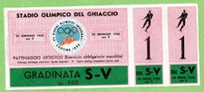 BIGLIETTO OLIMPIADI INVERNALI CORTINA 1956 PATTINAGGIO MASCHILE OBBLIG 1° GIORNO