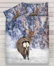 COPRIPIUMINO Matrimoniale 1,5p e Singolo RENNA, 100% Cotone DIGITALE 3D