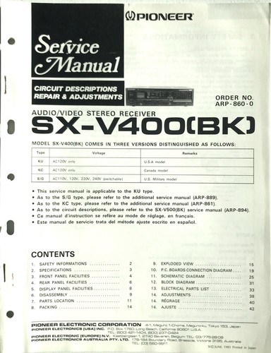 Pioneer v400 bk - pioneer, sx-v400