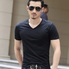 T-shirt uomo cotone scollo a V