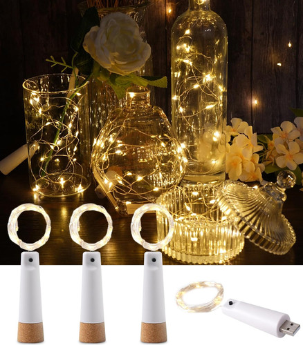 Luces botella vino con corcho