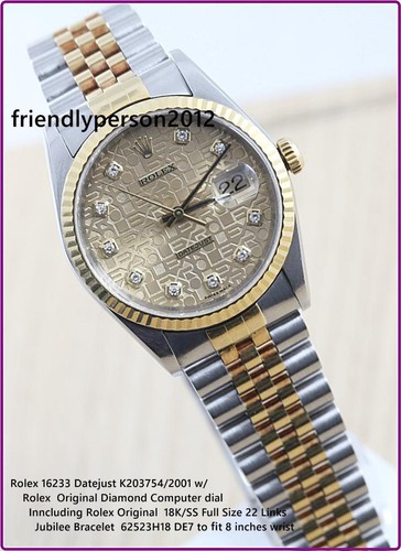 Rolex 16233 uomo 36mm datejust - uomo,