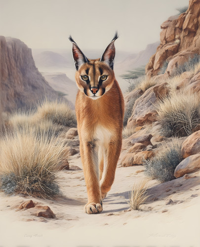 Stampa caracal che - caracal, cammina