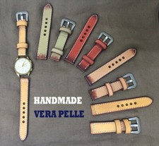 Cinturino vera pelle beige marrone rosso ruggine verde 18mm 20mm 22mm 24mm