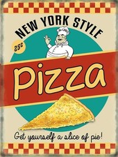 New York Stile Pizza Insegna Grande IN Metallo 400mm x 300mm ( Og )