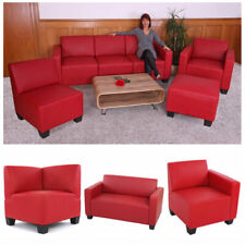 Divano componibile Couch System Lyon, poltrona pouf angolo, ecopelle rosso