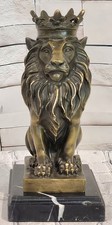Scultura Statua Leone Bronzo