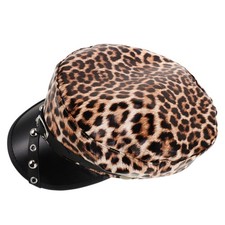 Berretto vintage in pelle PU leopardata: cappello punk da donna con