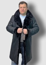 Black Frost Vera pelle di Pecora Montone Lungo IN Pelle Giacca Trench S-8XL, Nwt