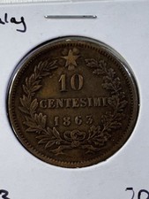 1863 Italy 10 Centesimi Copper