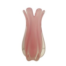 ? SEGUSO vaso vintage costolato in vetro di Murano opalino rosa anni 60