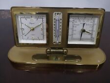Orologio Sveglia da Tavolo in Ottone anni 40 con Barometro e Termometro
