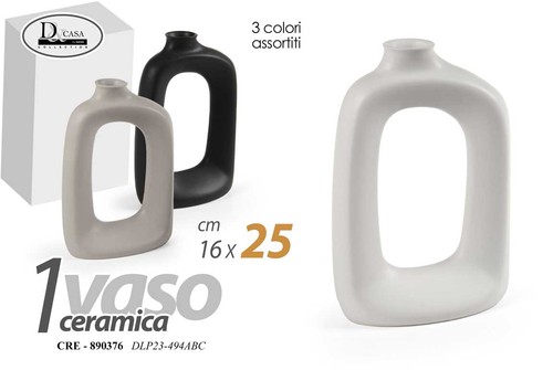 Vaso ceramica geometric fiori - vaso,