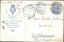 MACERATA 1922 R.CONVITTO NAZ. G.LEOPARDI-CARTOLINA per CASTELMAURO Campobasso