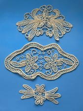 Autentici centrini rumeni ROMANIA in pizzo macramè all'uncinetto a mano LOTTO DI 3 mai usati