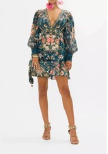 Abito Corto Floreale Petrolio
