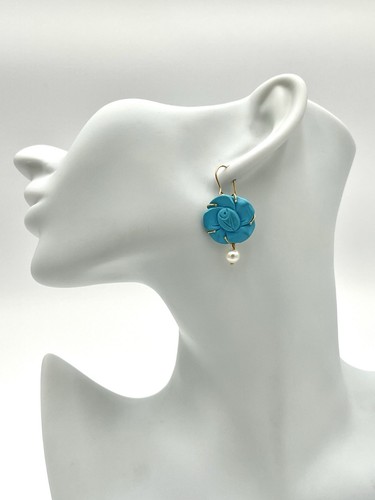 14kt gold rose turquoise 20mm - gold,