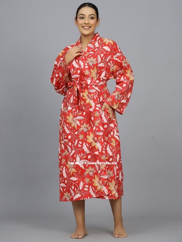 Indiano cotone rosso vestaglia - rosso,