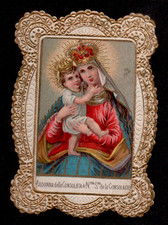 B1  Santino  Holy Card MERLETTATO IN RILIEVO MADONNA DELLA CONSOLATA TORINO