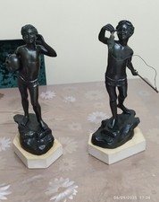 Statuette in bronzo  Portatore di Acqua ,e Pescatore firmato P. Uccello Napoli