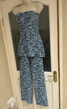 Top e pantaloni Zara blu tweed