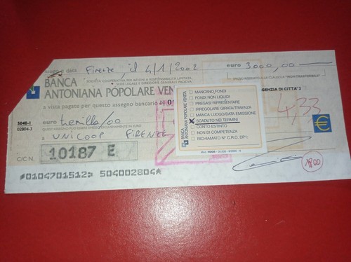 Assegno scaduto banca - assegno,